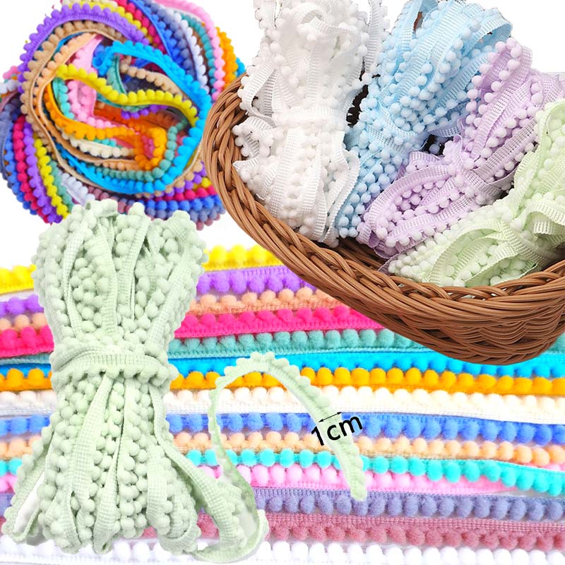 Fringe Ribbon Sewing - ริบบิ้นลูกปอมปอมขนาดเล็ก 1-10 เมตร กว้าง 1 ซม.