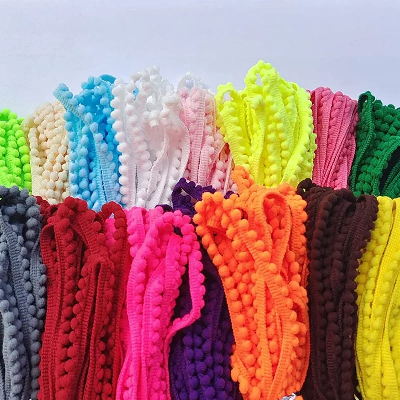 Fringe Ribbon Sewing - ริบบิ้นลูกบอลขนสัตว์ขนาด 5/10 หลา พร้อมพู่ห้อยประดับ ขนาด 5