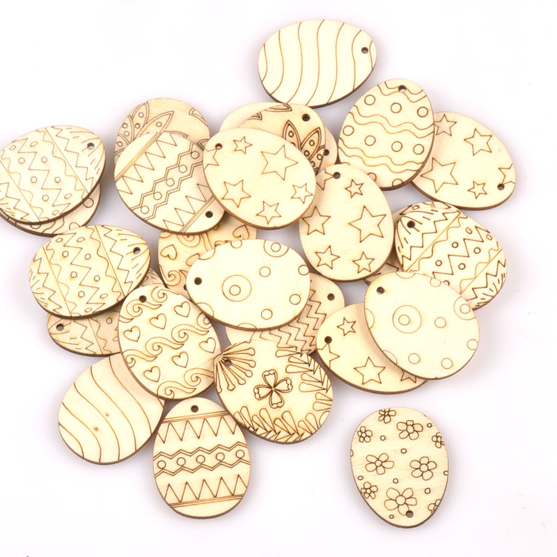 25Pcs ผสมอีสเตอร์ไข่ไม้หัตถกรร - Embellishments For Scrapbooking บทวิจารณ์และราคา