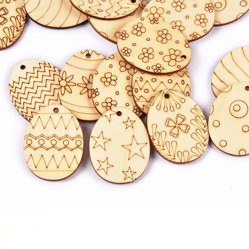 25Pcs ผสมอีสเตอร์ไข่ไม้หัตถกรร - Embellishments For Scrapbooking บทวิจารณ์และราคา